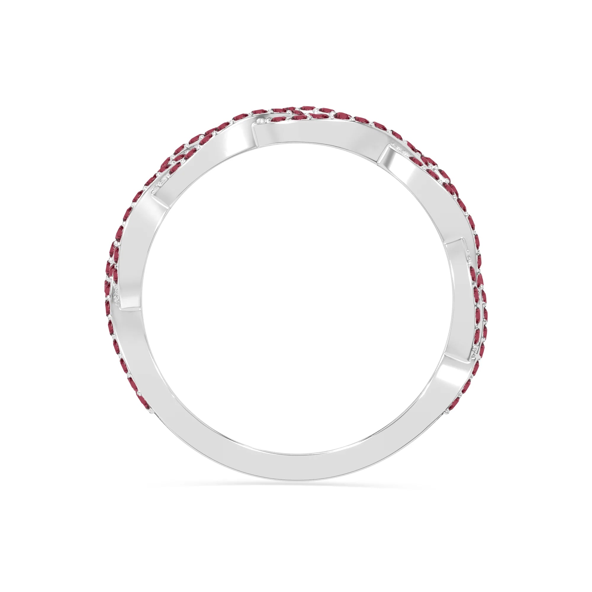 natural ruby twisted braided wedding band rings in sterling silver 