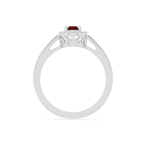 natural garnet solitaire halo engagement rings in sterling silver 