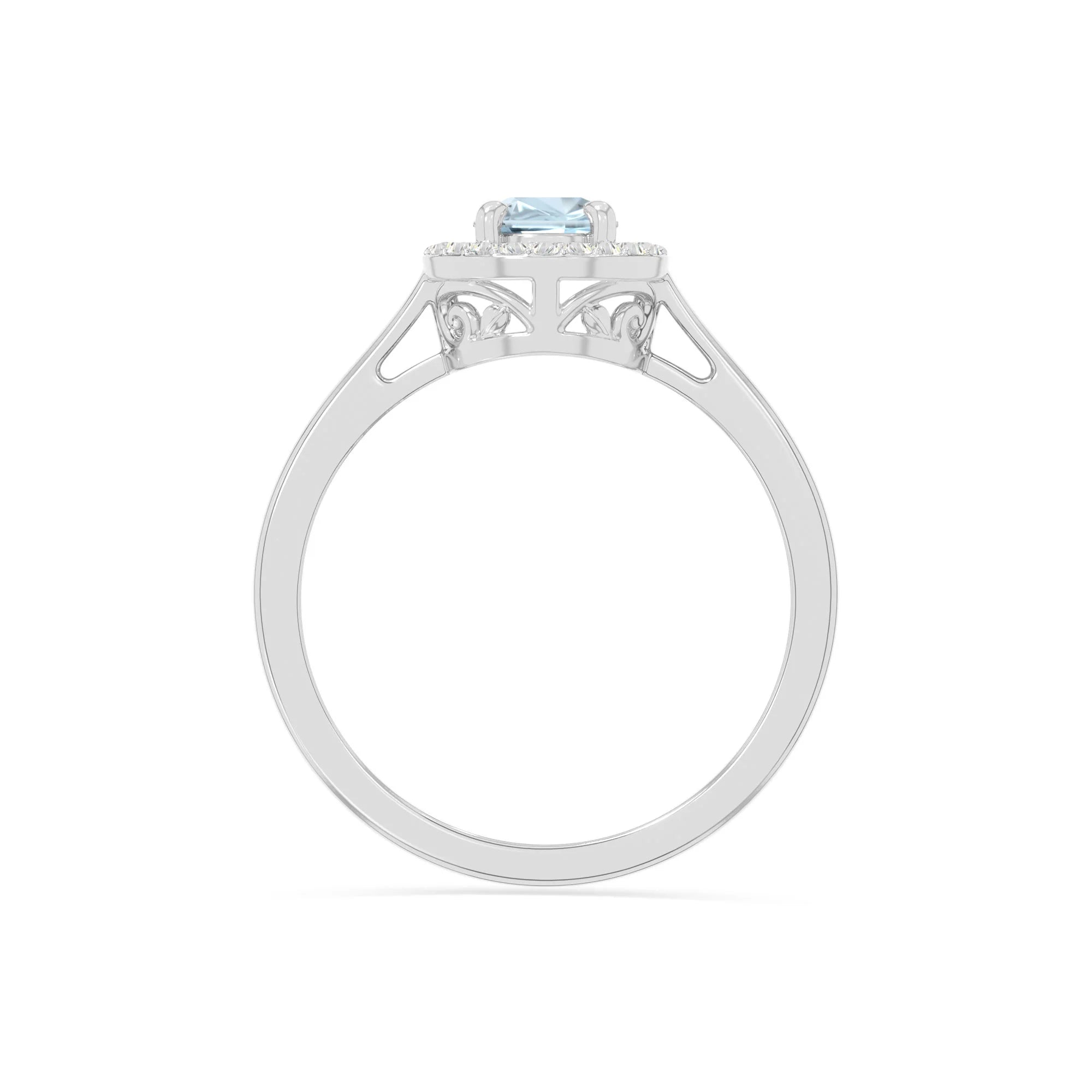 natural aquamarine solitaire halo engagement rings in sterling silver 