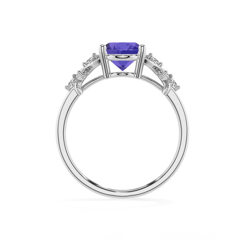 lab-grown tanzanite oval criss cross solitaire engagement ring