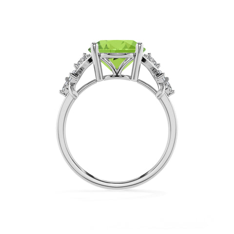 natural peridot round criss cross solitaire engagement ring