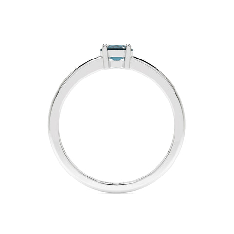 london blue topaz round cut stackable prong-set ring