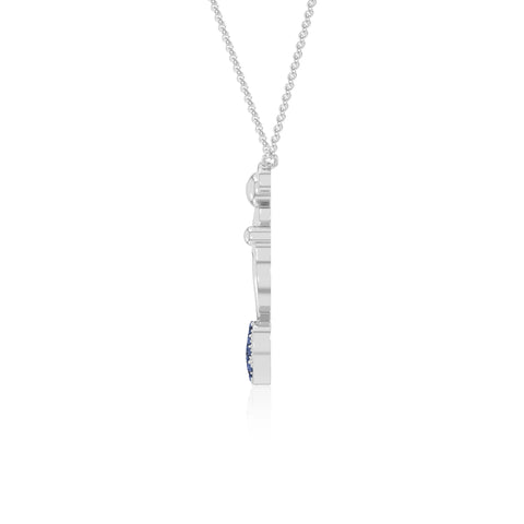 natural blue-sapphire mother child heart necklaces in sterling silver 
