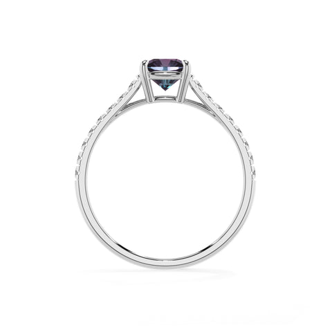 lab grown alexandrite cushion half eterity solitaire engagement ring