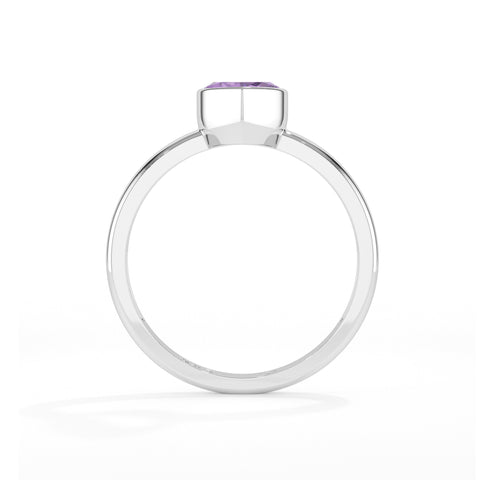 amethyst pear cut stackable bezel-set ring