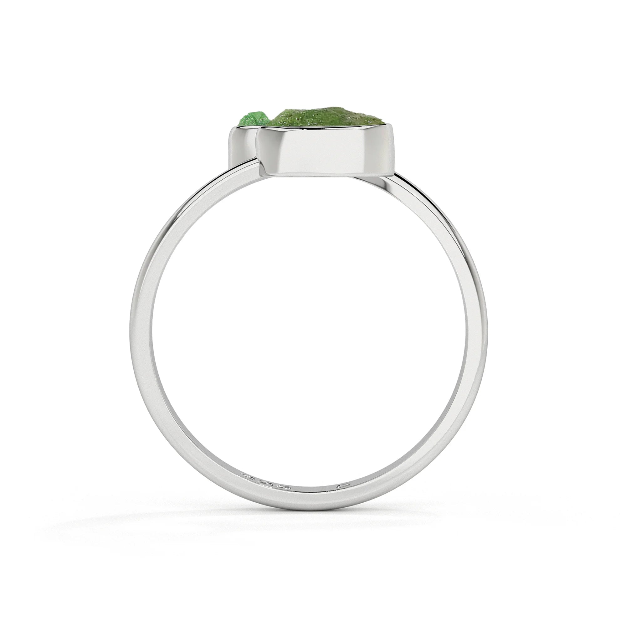 emerald rough shape stackable bezel-set ring