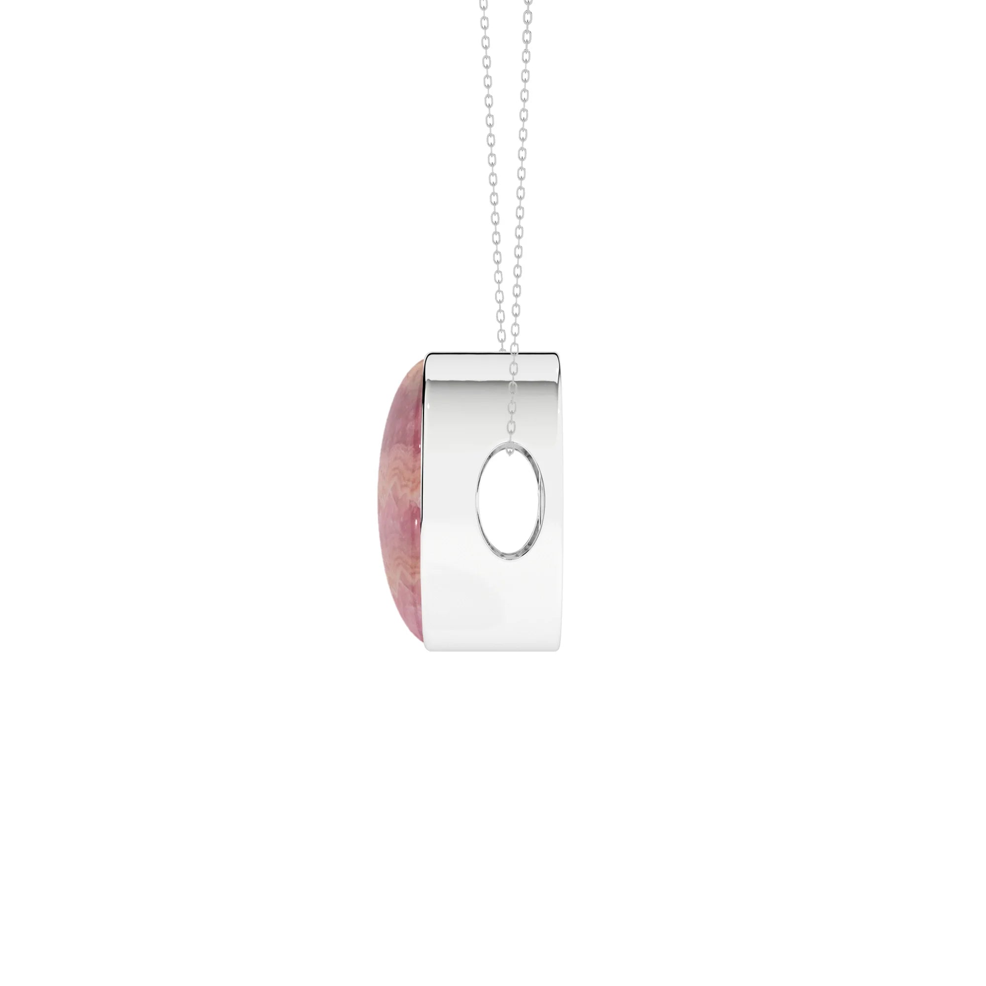 natural rhodochrosite round shape pendant necklace