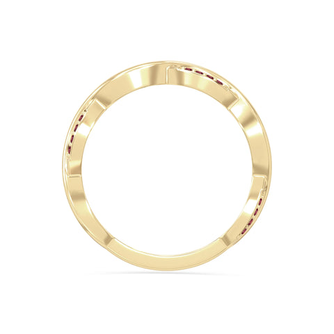 natural ruby twisted wedding band rings in yellow gold vermeil