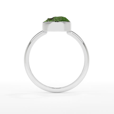 emerald rough shape stackable bezel-set ring