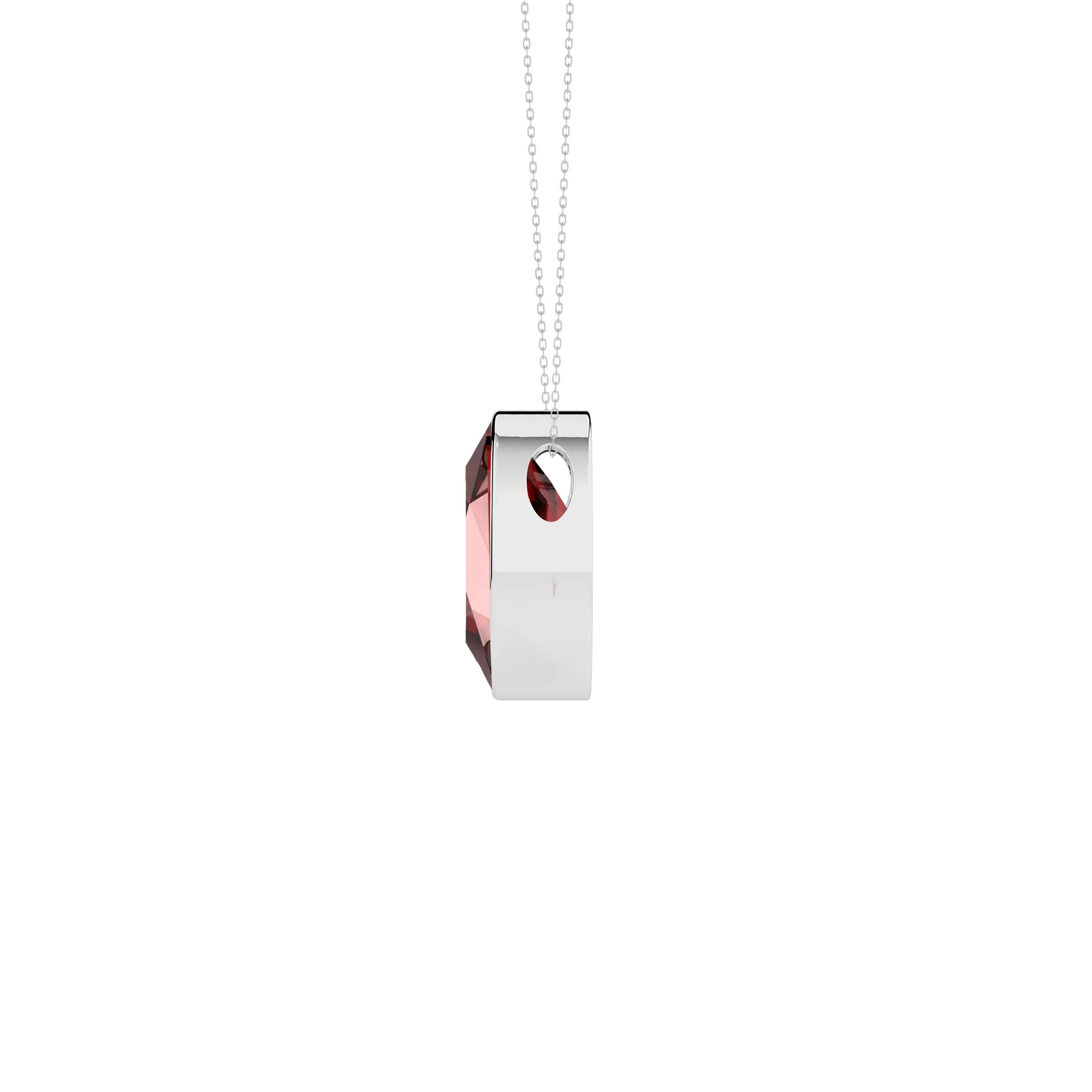 natural red-garnet oval shape pendant necklace