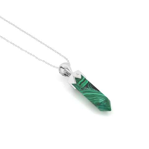 natural malachite hexagon shape pendant necklace