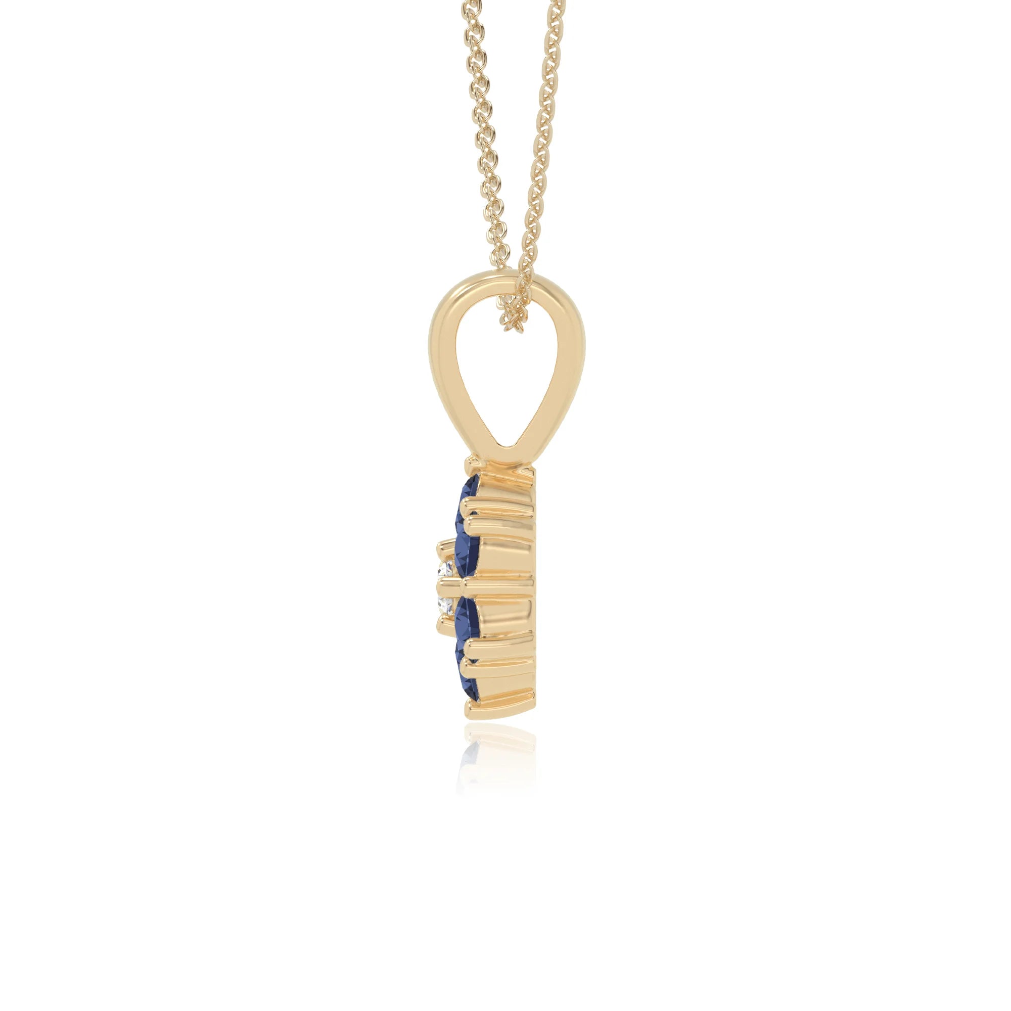 natural blue-sapphire flower necklaces in yellow gold vermeil 
