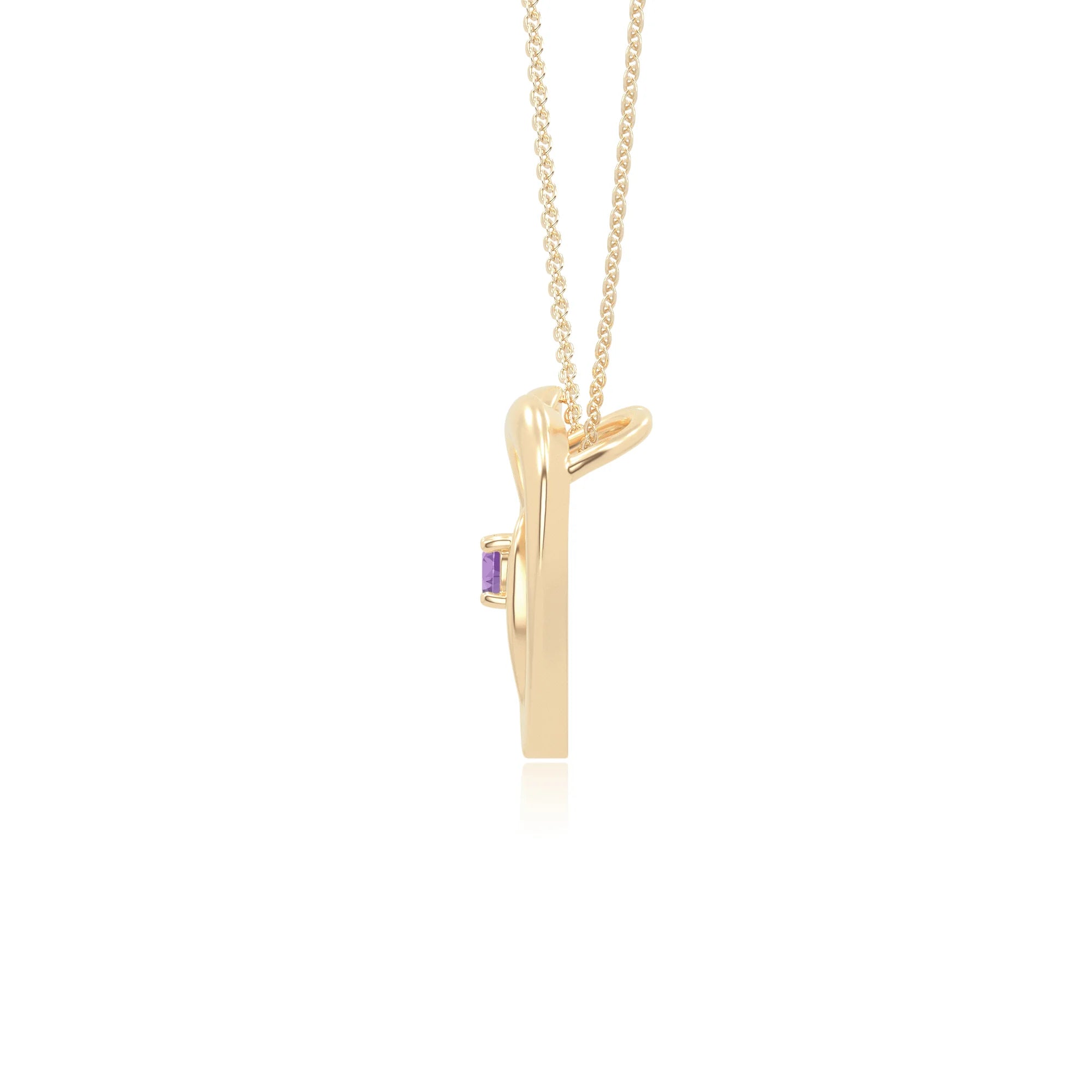 natural amethyst floral heart necklaces in yellow gold vermeil 