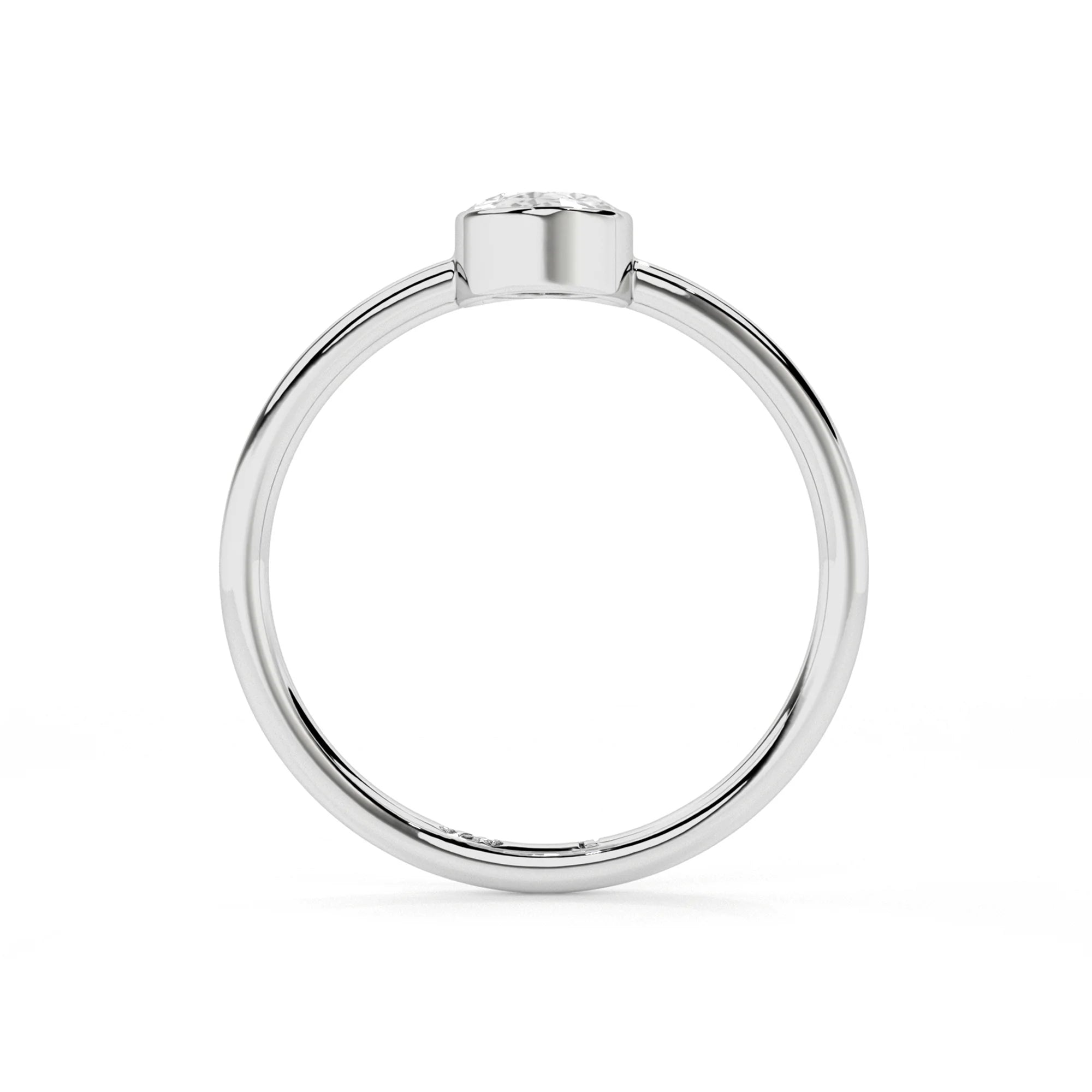 white topaz oval cut stackable bezel-set ring