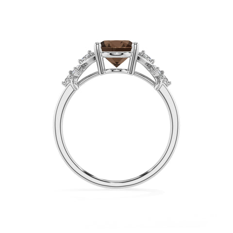 natural smoky-quartz oval criss cross solitaire engagement ring