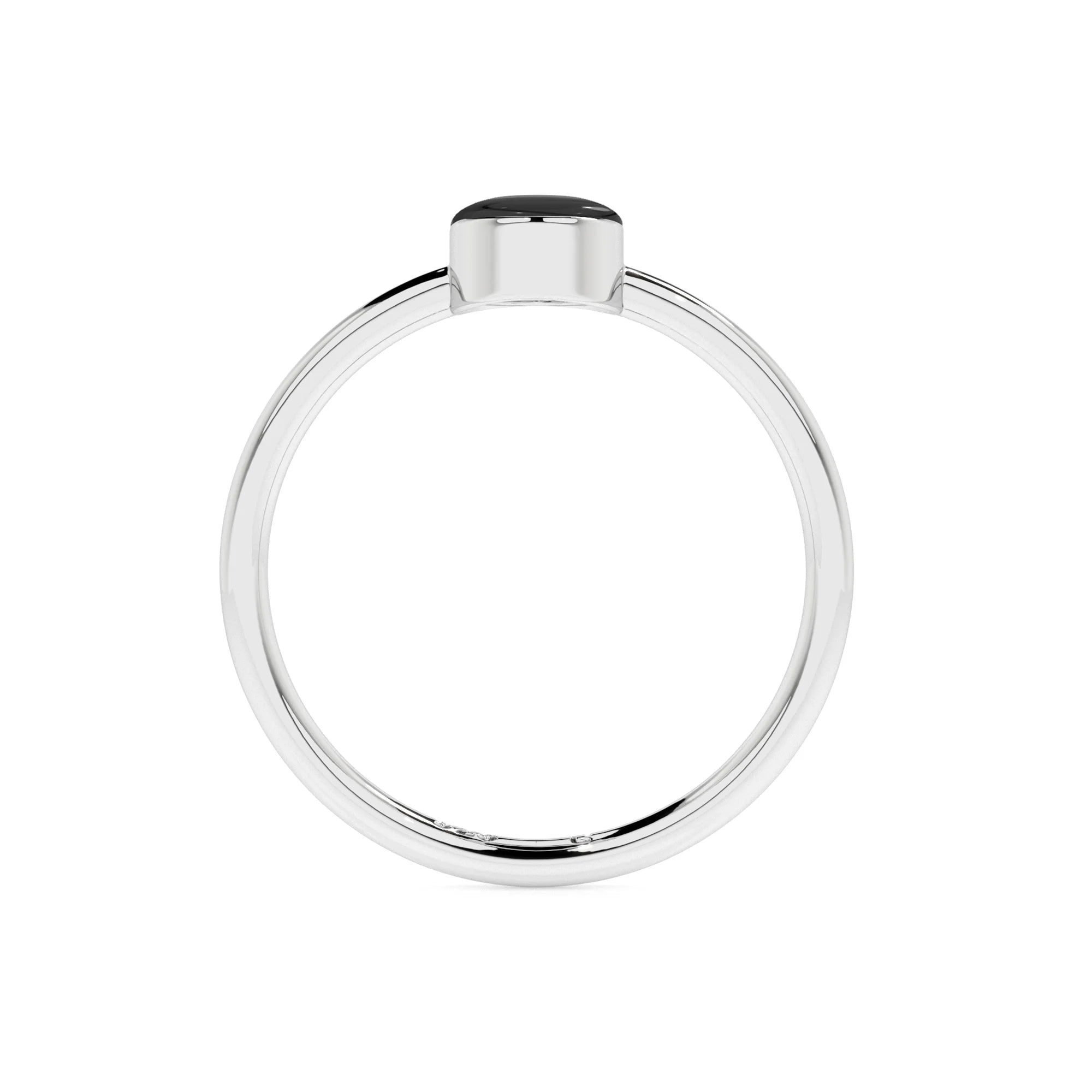 black onyx oval cab stackable bezel-set ring