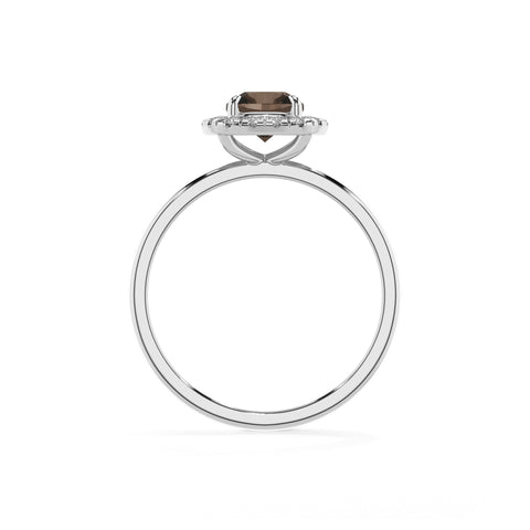 natural smoky-quartz cushion halo solitaire engagement ring