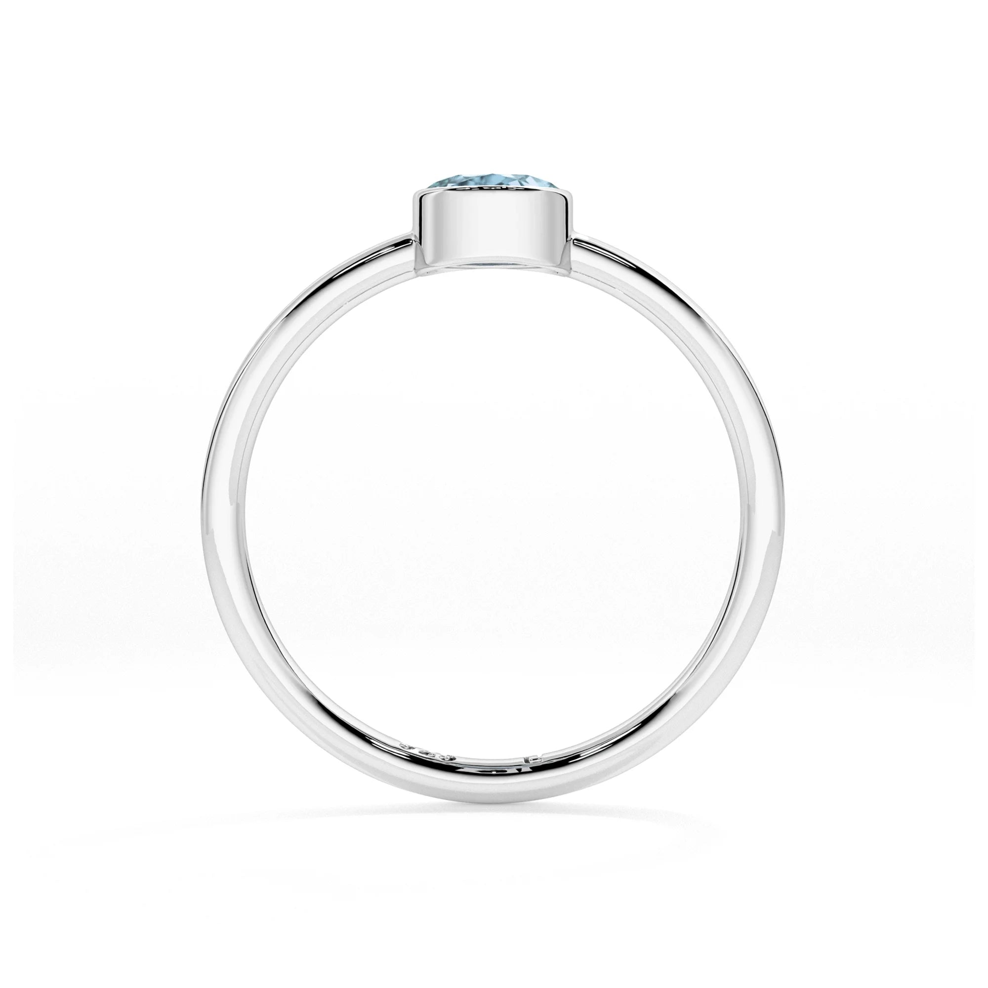 sky blue topaz round cut stackable bezel-set ring
