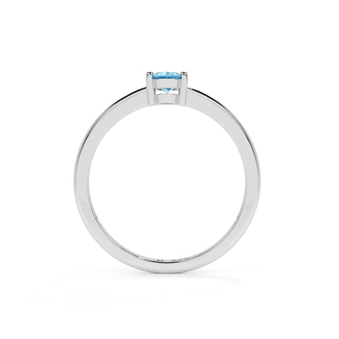 swiss blue topaz oval cut stackable prong-set ring