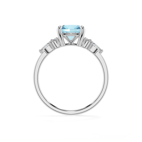 lab grown aquamarine cushion solitaire engagement ring