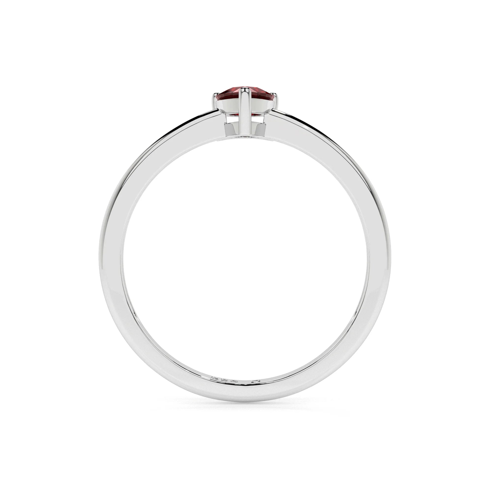 red garnet pear cut stackable prong-set ring