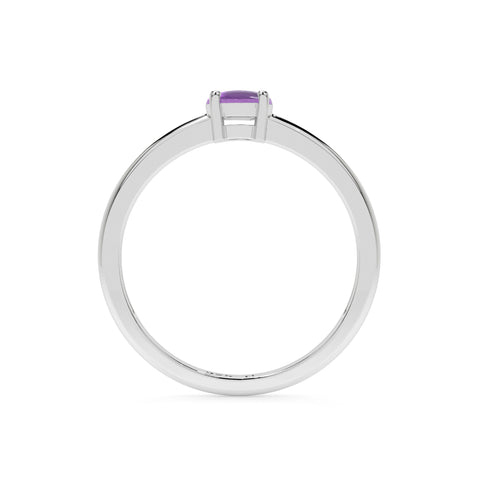 amethyst round cab stackable prong-set ring