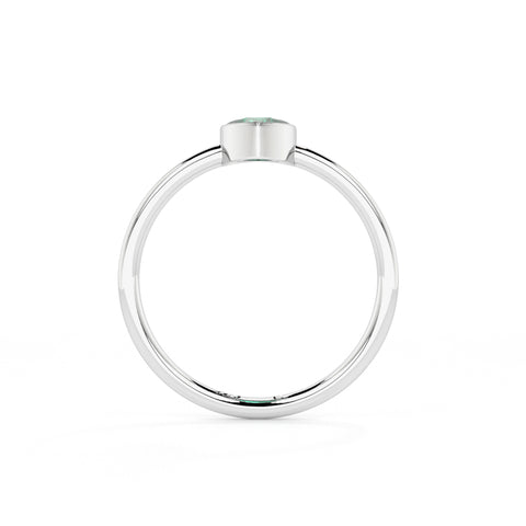 emerald pear cut stackable bezel-set ring