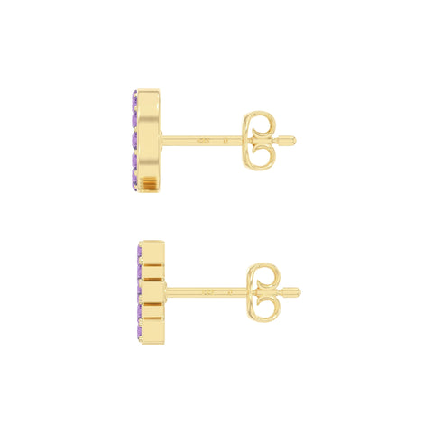 natural amethyst love stud earrings in yellow gold vermeil 