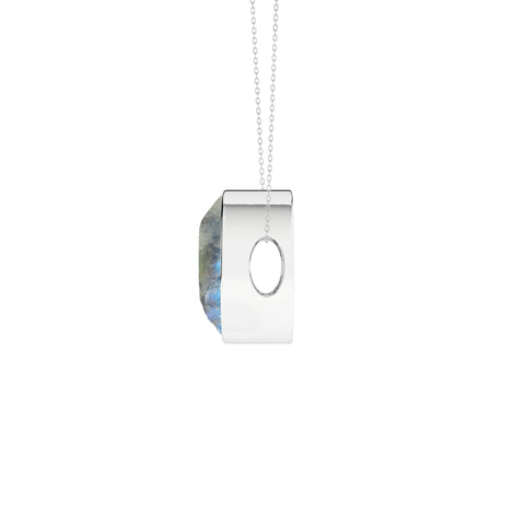 natural rainbow-moonstone round shape pendant necklace