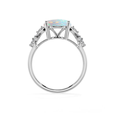 lab grown opal round criss cross solitaire engagement ring