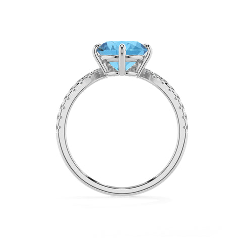 natural swiss blue topaz round solitaire engagement ring