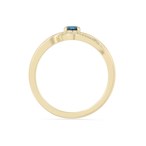 natural london blue topaz infinity solitaire rings in yellow gold vermeil