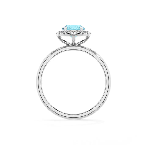 lab grown aquamarine round halo solitaire engagement ring