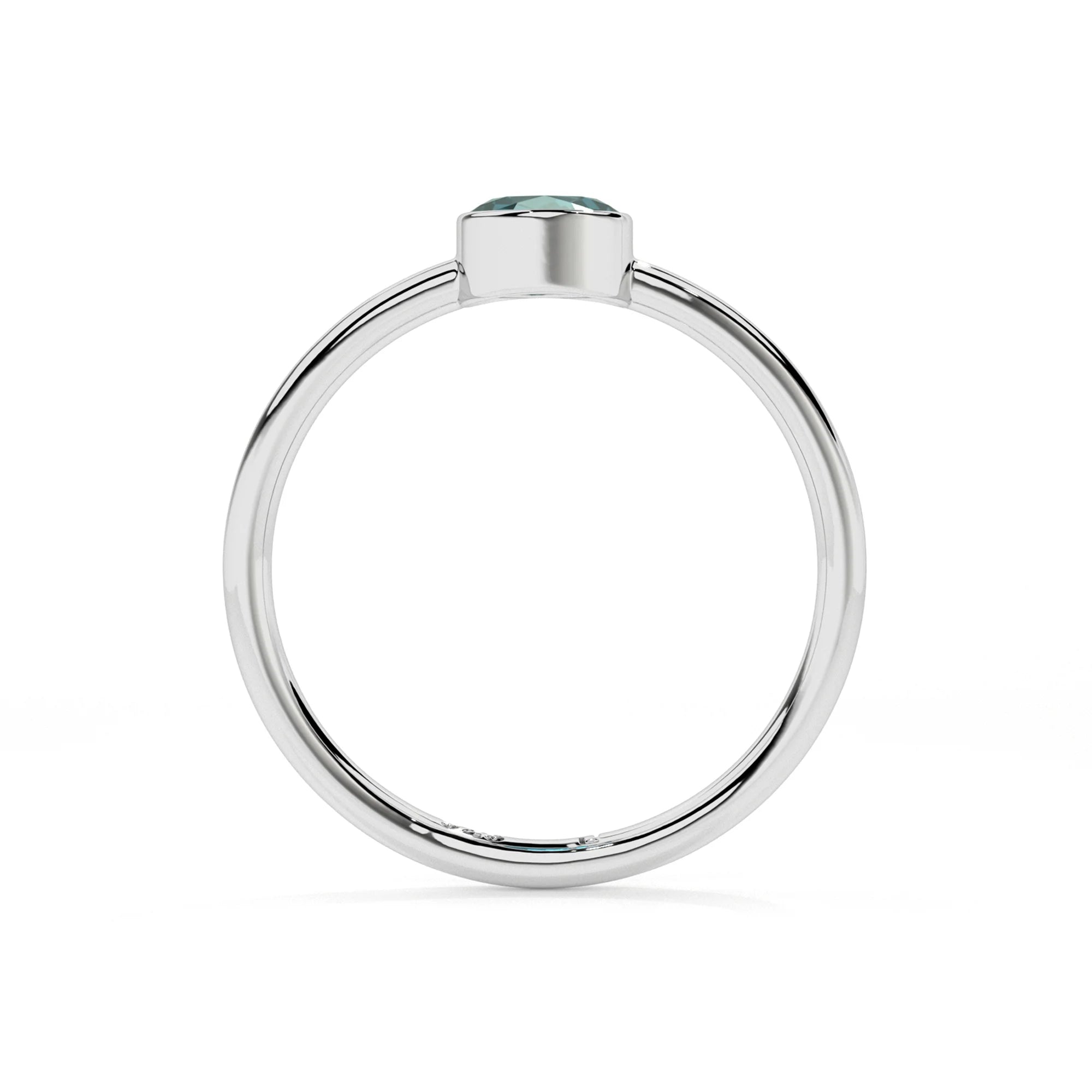 london blue topaz round cut stackable bezel-set ring