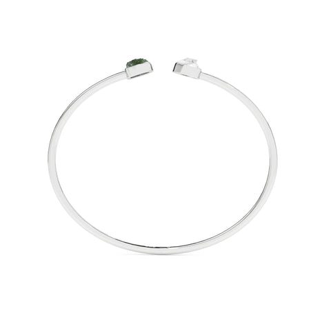 natural herkimer-moldavite rough shape twister bracelet