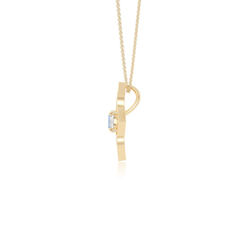 rainbow moonstone 4 petal flower necklaces in yellow gold vermeil 