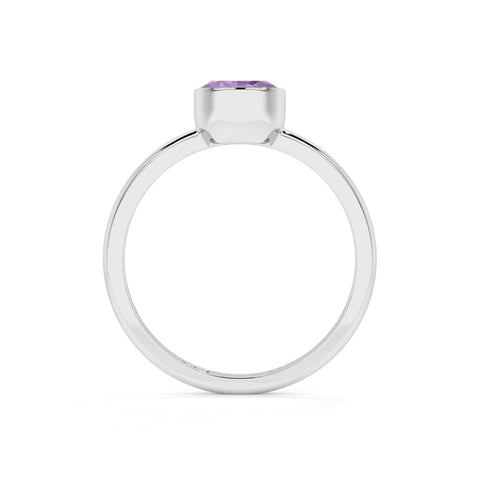 amethyst round cut stackable bezel-set ring