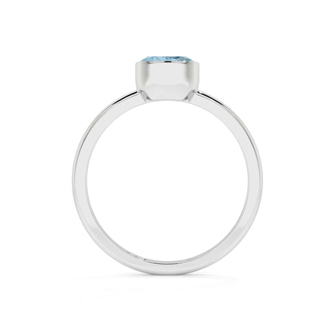 swiss blue topaz round cut stackable bezel-set ring