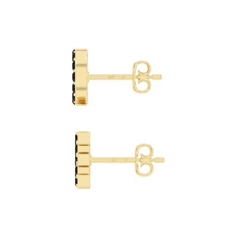 natural black-onyx love stud earrings in yellow gold vermeil 
