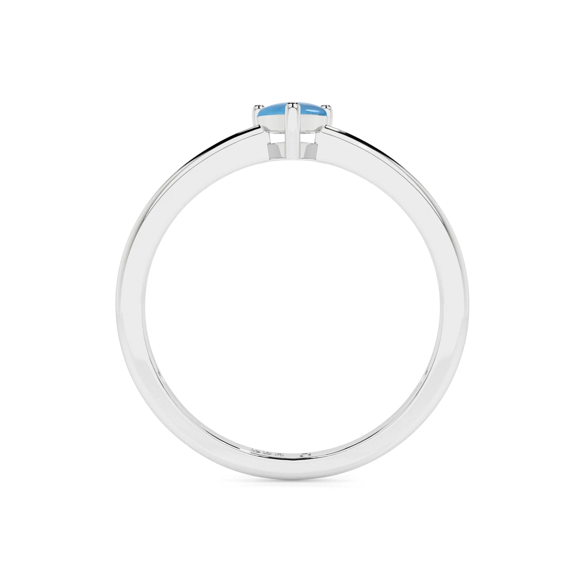 turquoise pear cab stackable prong-set ring