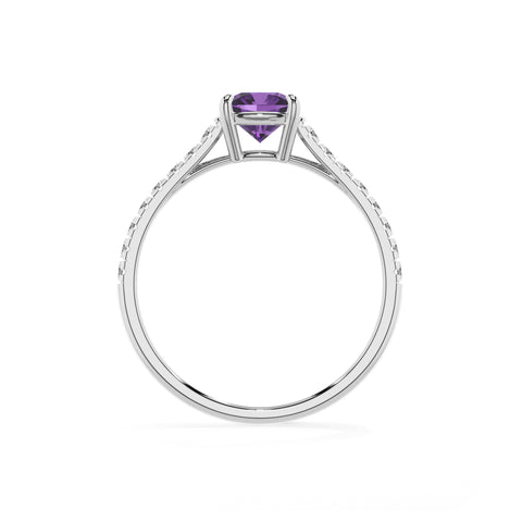 lab grown amethyst cushion half eterity solitaire engagement ring