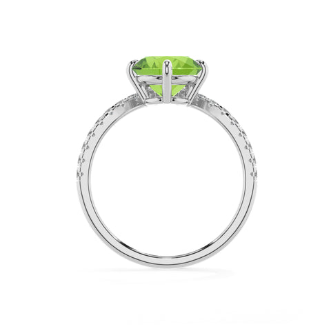 natural peridot round solitaire engagement ring