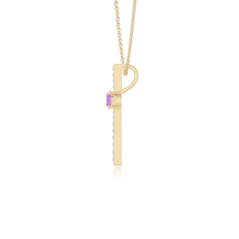 natural amethyst cross necklaces in yellow gold vermeil 