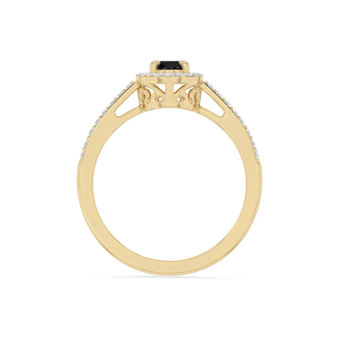 natural black onyx solitaire halo engagement rings in yellow gold vermeil