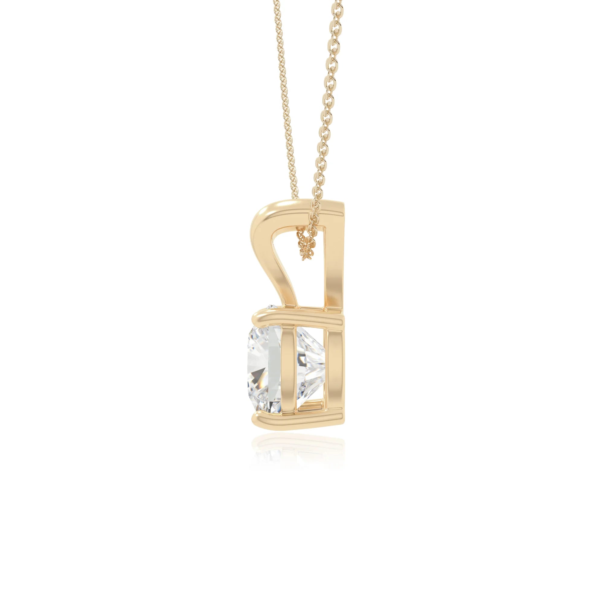 moissanite v-bale solitaire necklaces in yellow gold vermeil 
