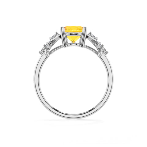 lab-grown yellow-sapphire pear criss cross solitaire engagement ring