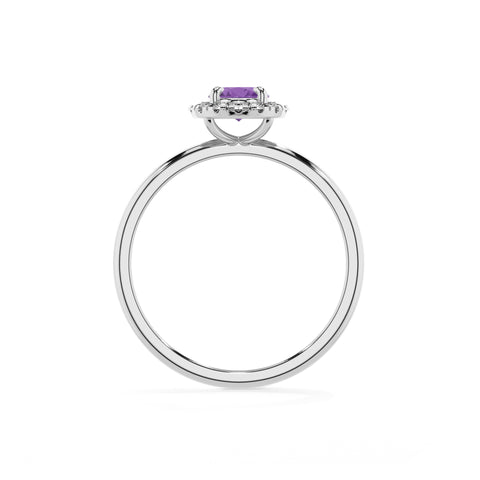 lab grown amethyst oval halo solitaire engagement ring