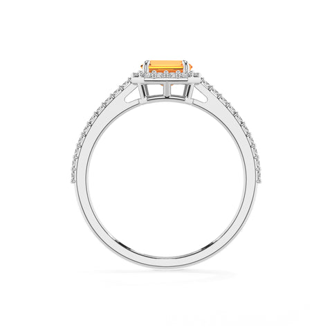 lab-grown citrine emerald half eterity halo solitaire engagement ring