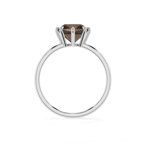 natural smoky-quartz cushion solitaire engagement ring