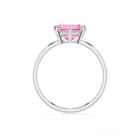 lab-grown pink-sapphire emerald solitaire engagement ring